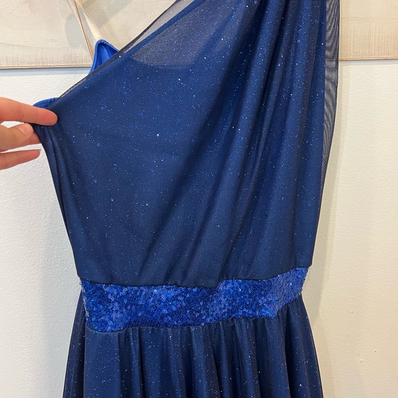 Dansco lyrical costume, navy blue, one shoulder, size large adult - Picture 3 of 10